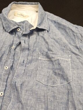 Tommy  Bahama -Light Blue Linen Blend Button-Down Shirt